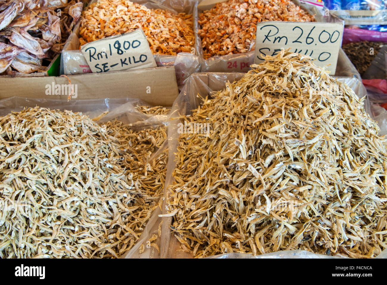 Dried fish, Food market, Kuching, Sarawak, Malaysian Borneo, Malaysia