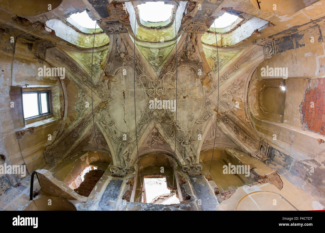 Detail of the ceiling - Chateau Brnky - ruins of the Brnky castle - national historic landmark Stock Photo