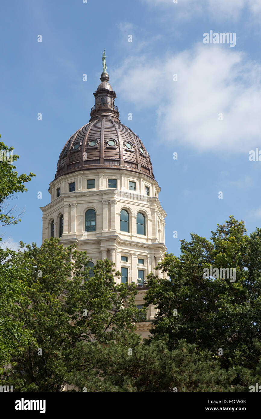 Dome of the Kansas State Capitol building located in Topeka, Kansas, USA. Stock Photo