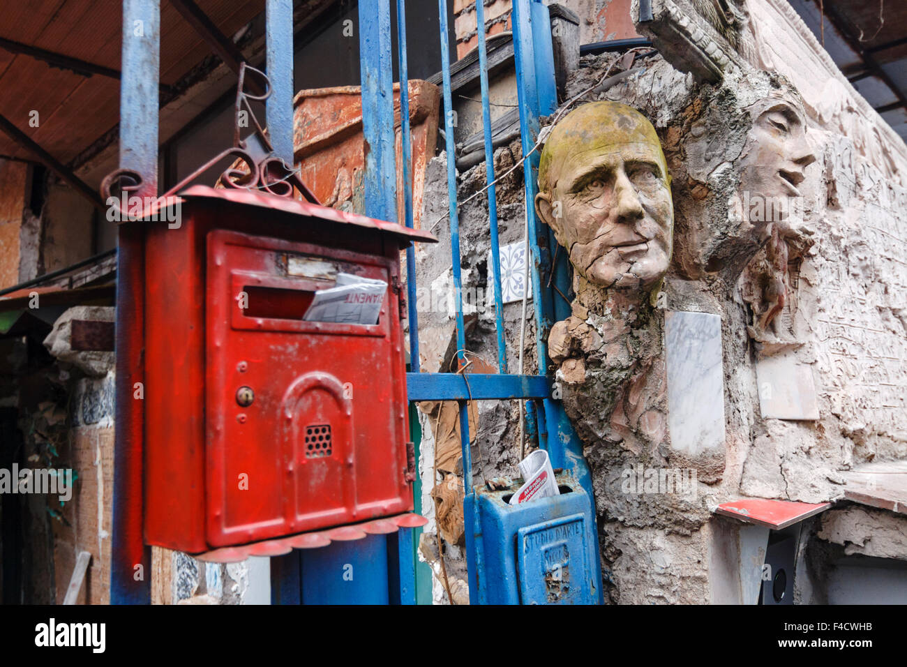 Bizarre letterbox at an artist´s studio in Rome, Italy Stock Photo