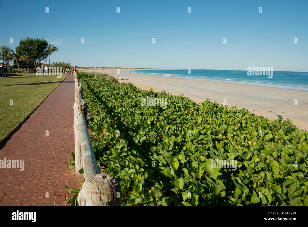Australia, Cable Beach. Waterfront park path along popular beach