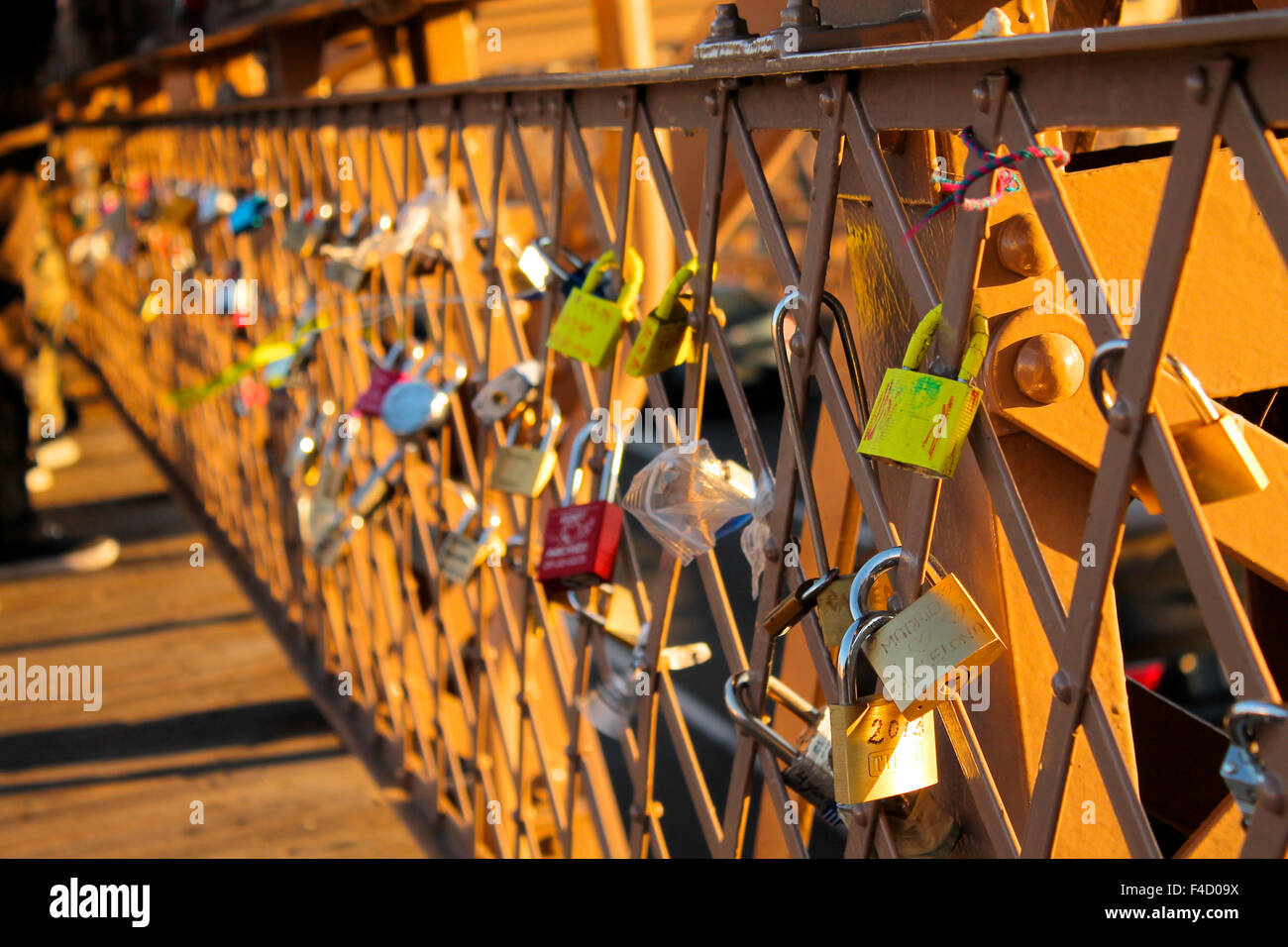 Locks on Brooklyn Bridge Stock Photo