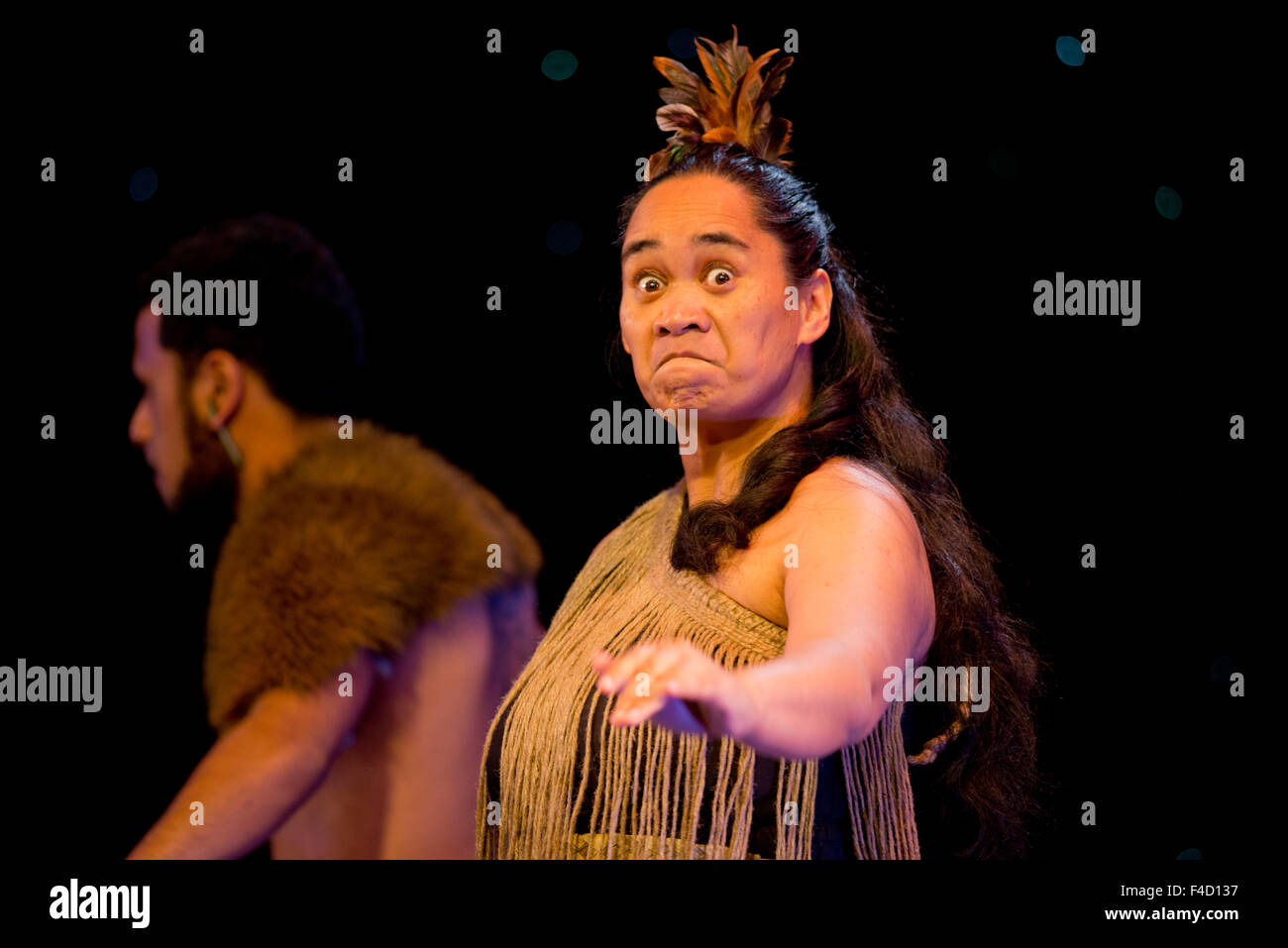 New Zealand, Auckland. Maori cultural dance demonstration. (Large