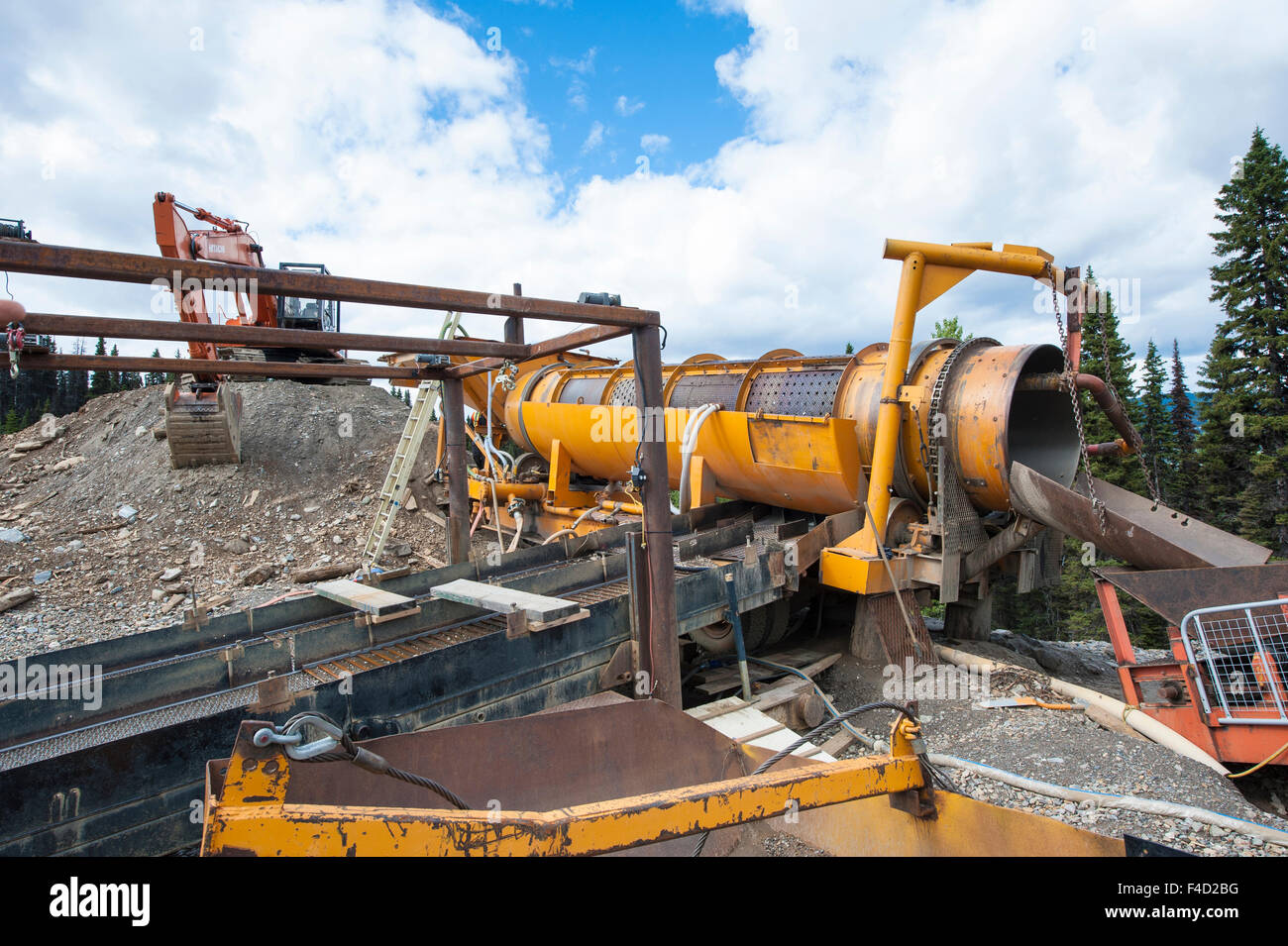 Modern day gold mining in Wells, British Columbia, Canada Stock Photo
