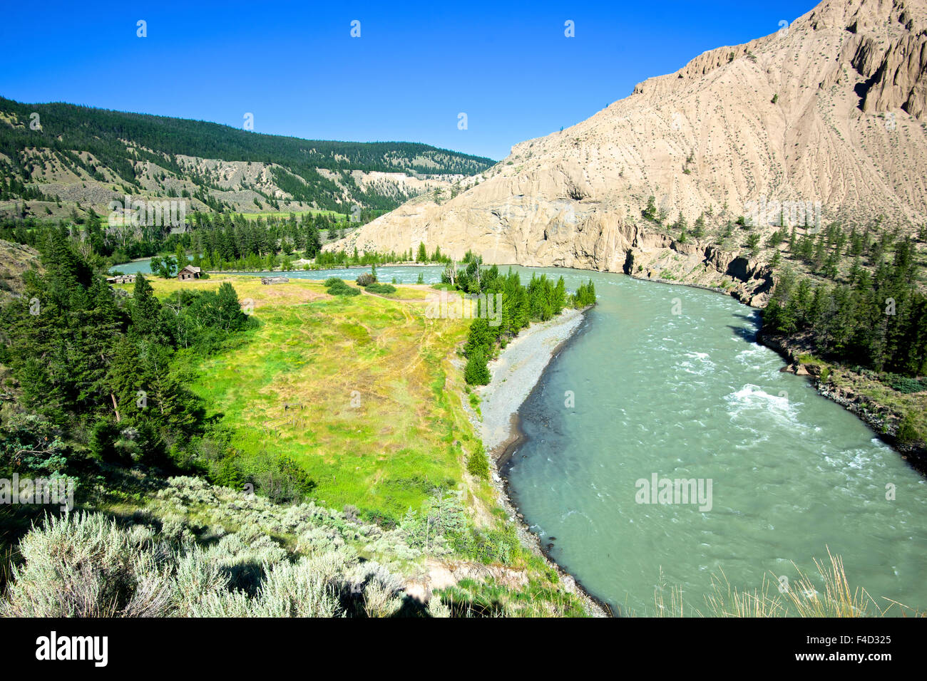 The Glacier Fed Chilcotin River In B.C.'s Grasslands Flows Through ...