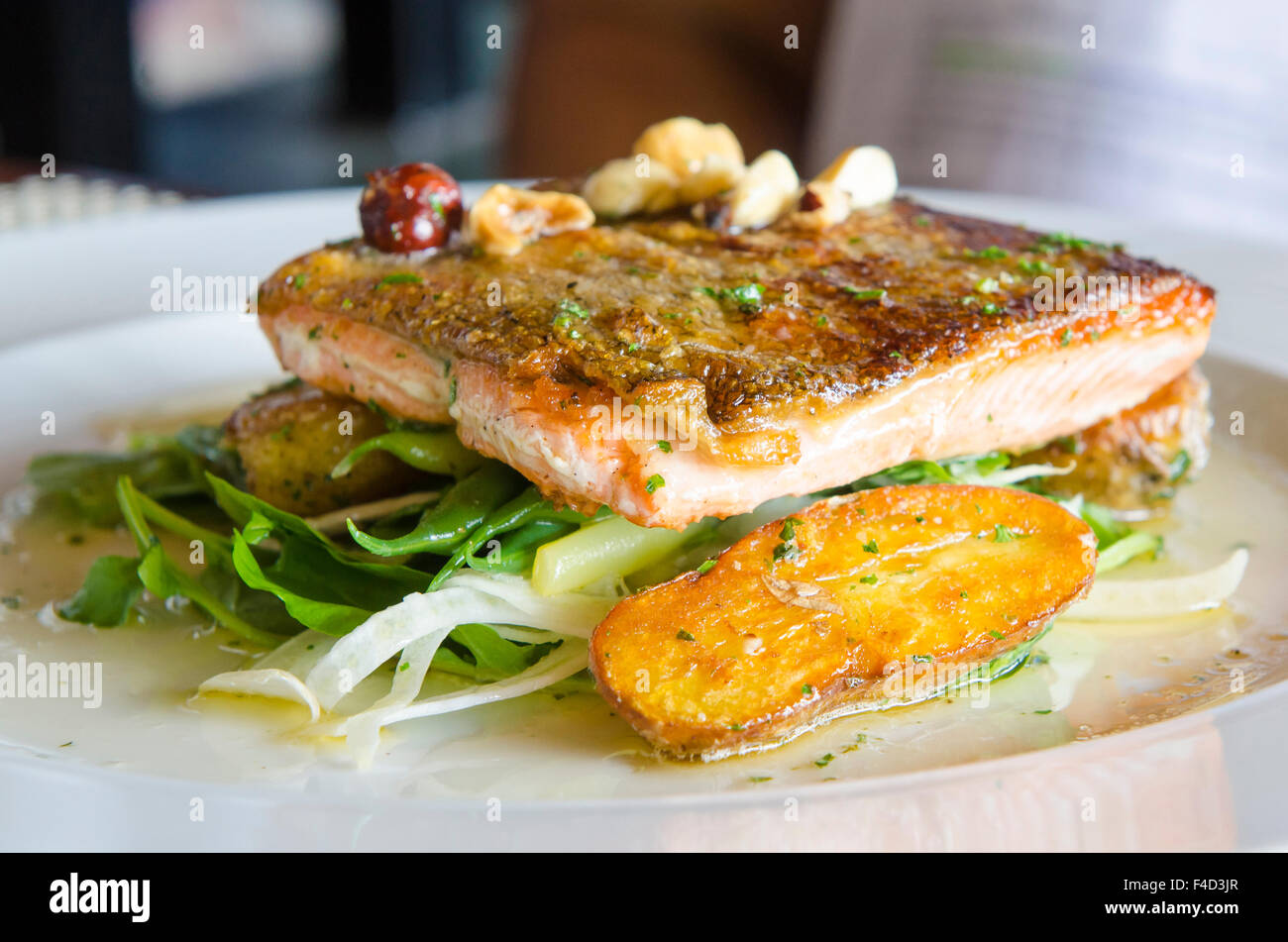 Salmon seafood dish at Old Vines Restaurant and Wine Bar at Quails