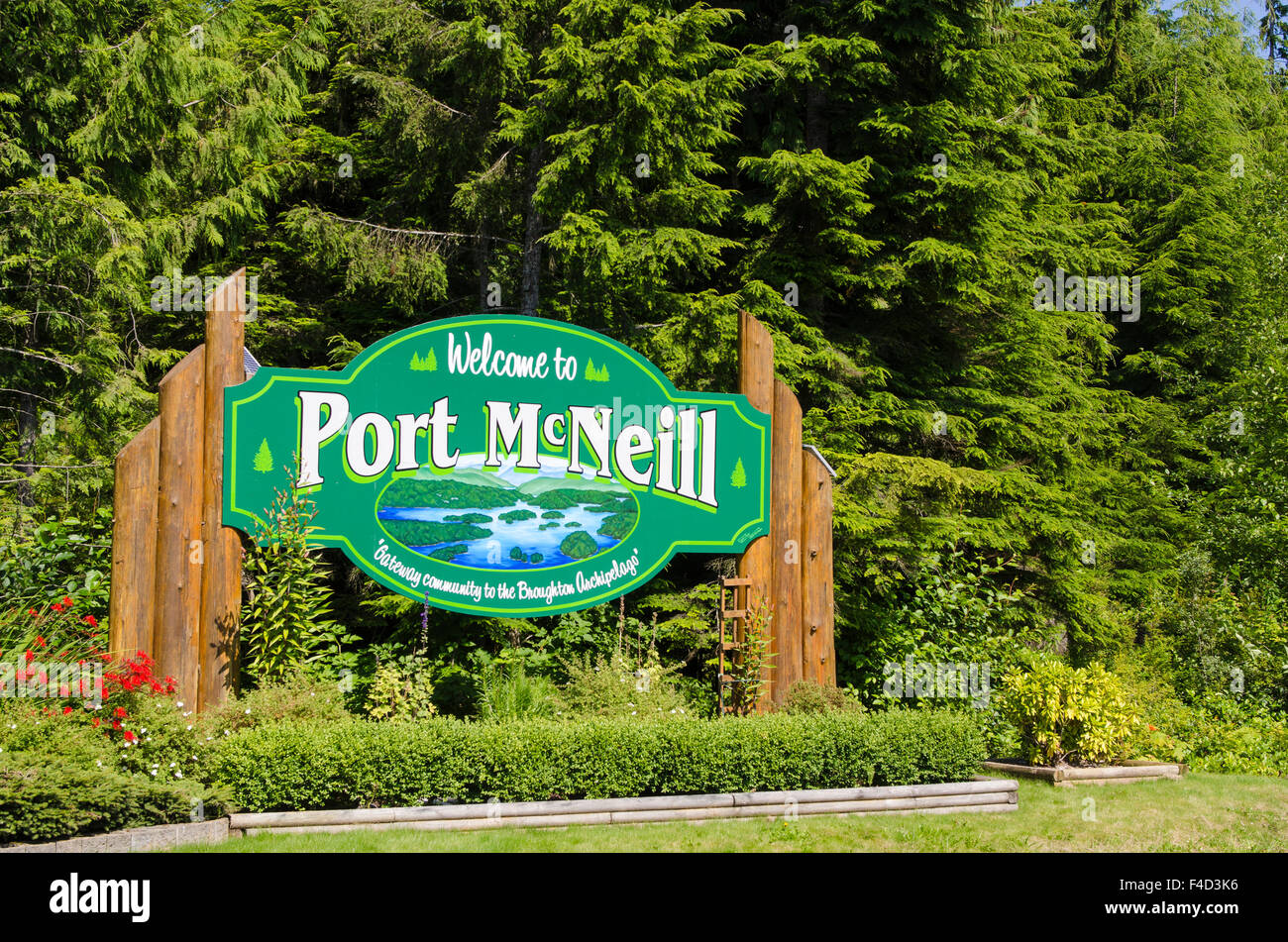 Welcome Sign Port Mcneill British Columbia Canada Stock Photo Alamy