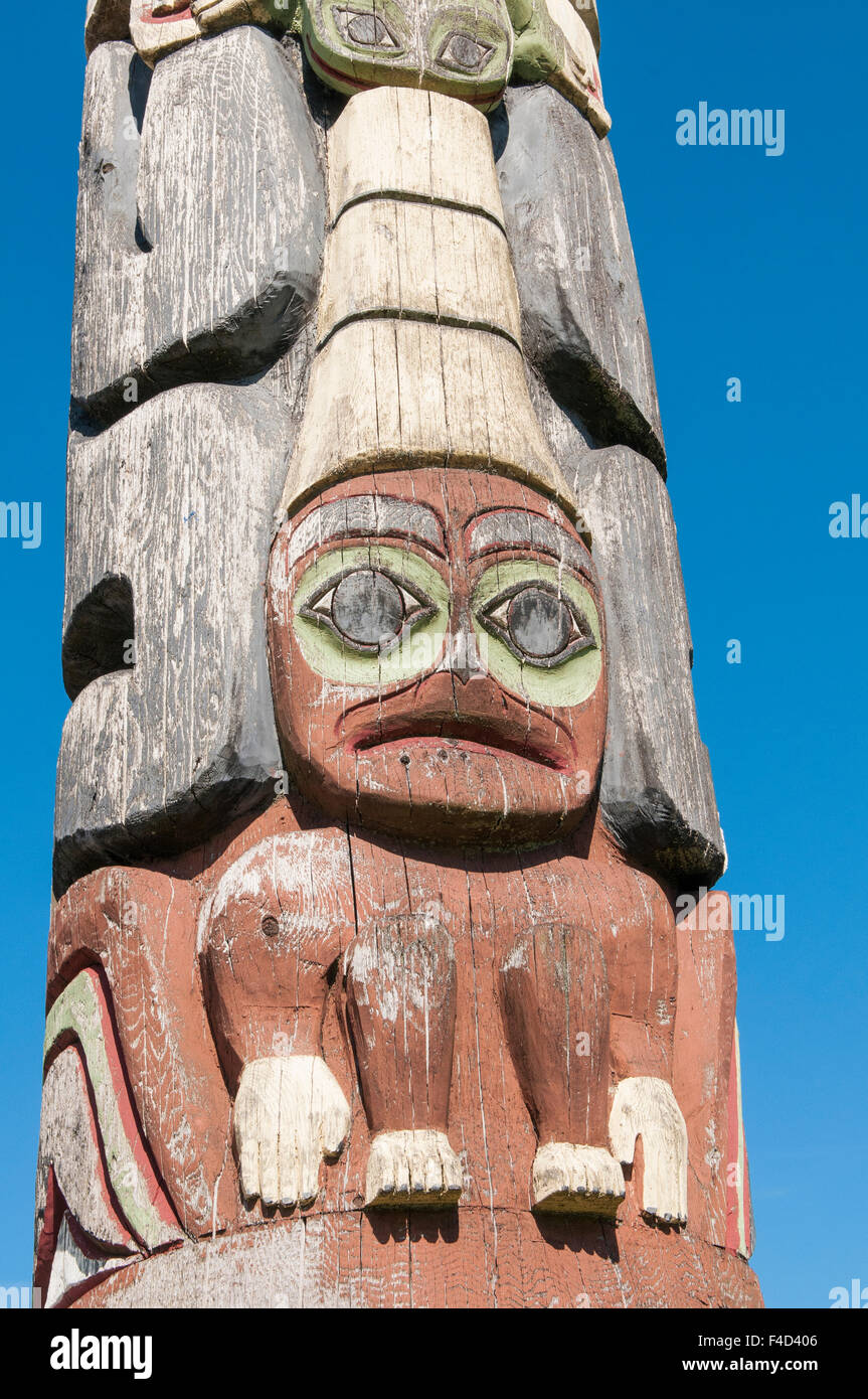 Totem Pole near City Hall, Prince Rupert, British Columbia, Canada. Stock Photo