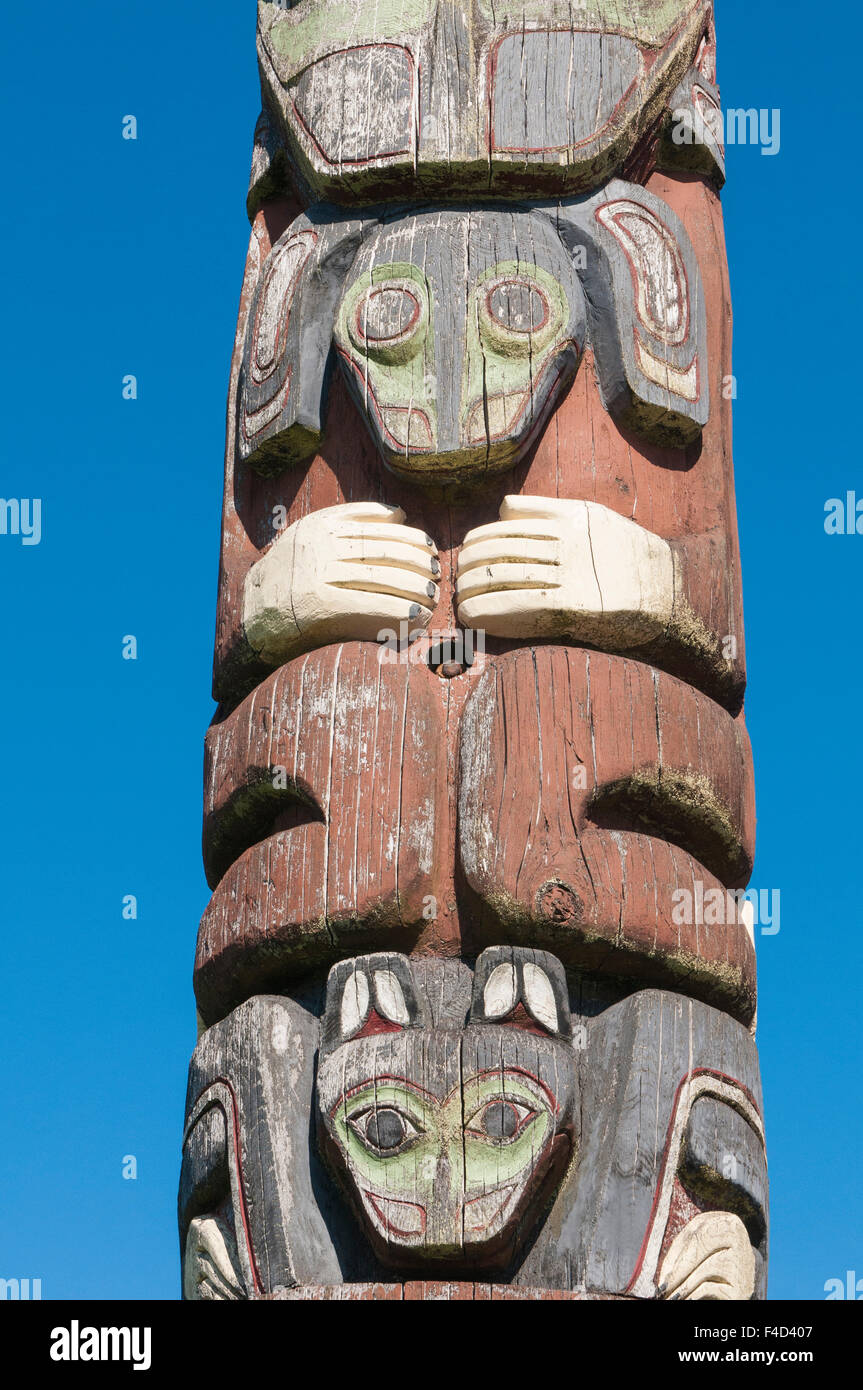 Totem Pole near City Hall, Prince Rupert, British Columbia, Canada. Stock Photo