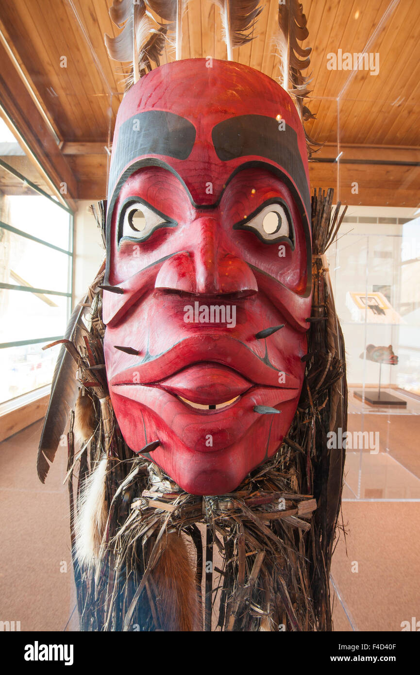 First Nation's ceremonial masks at the Museum of Northern British Columbia, Prince Rupert, British Columbia, Canada. Stock Photo