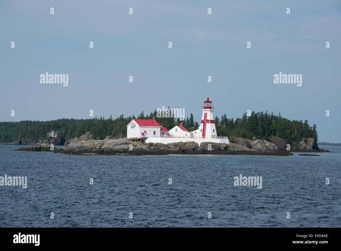 Canada, New Brunswick, Bay of Fundy, Campobello. Campobello Island, historic East Quoddy Lighthouse, Head Harbor Light, circa 1829. (Large format sizes available) Stock Photo