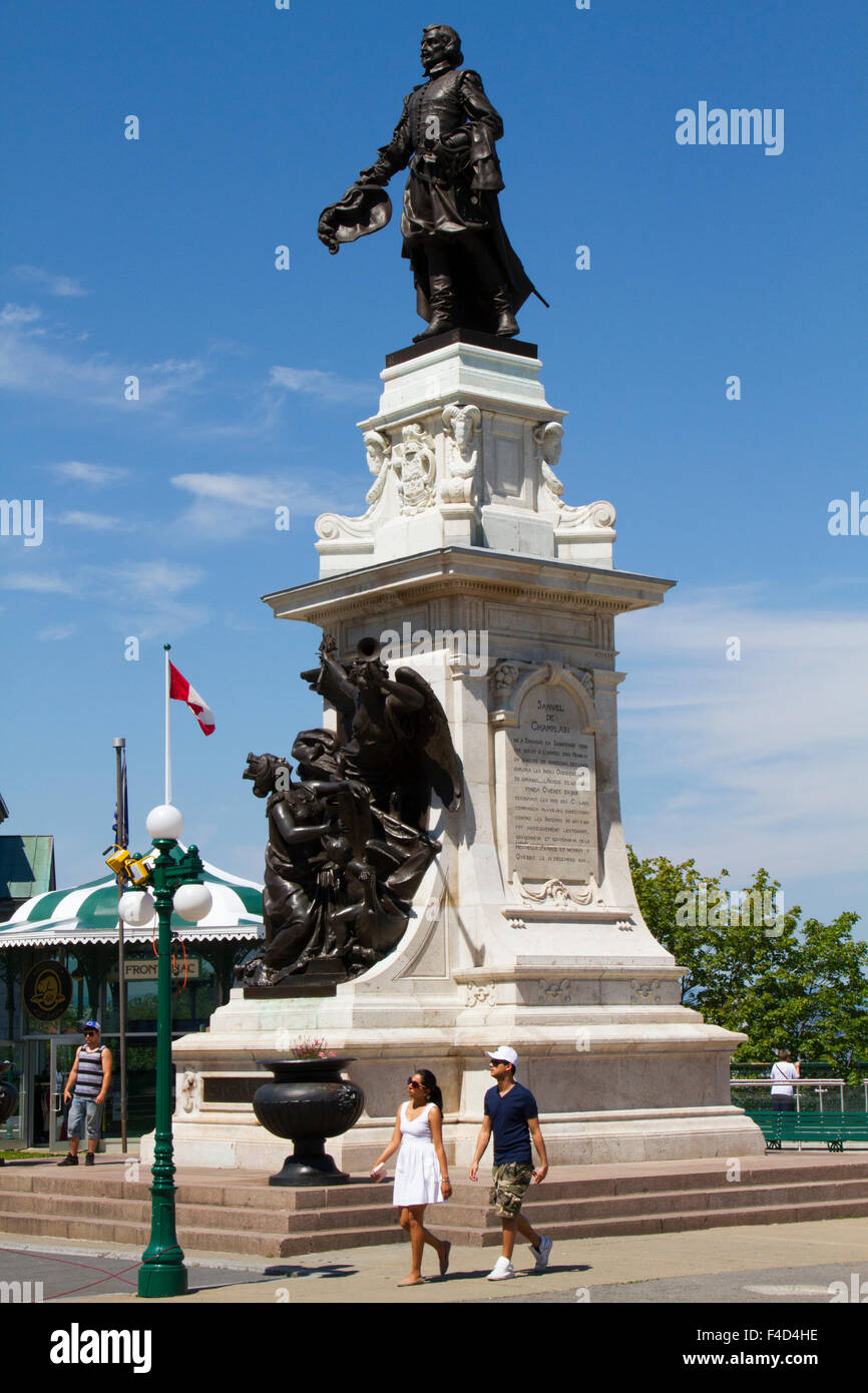Canada, Quebec, Quebec City. Statue of Samuel de Champlain, founder of