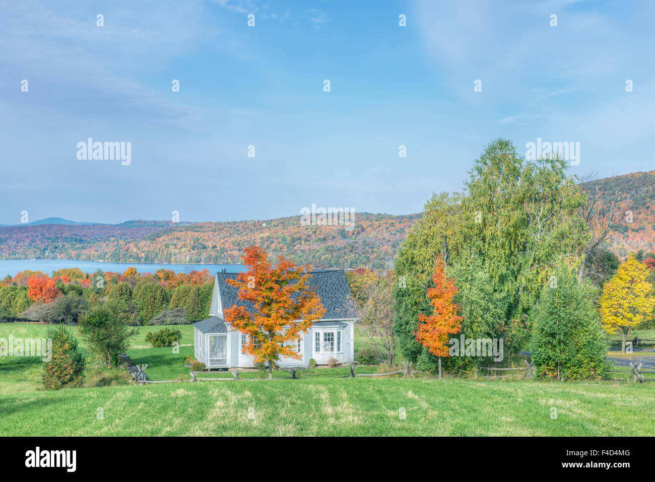 Canada, Quebec, Eastern Townships, House with view of Lake Massawippi