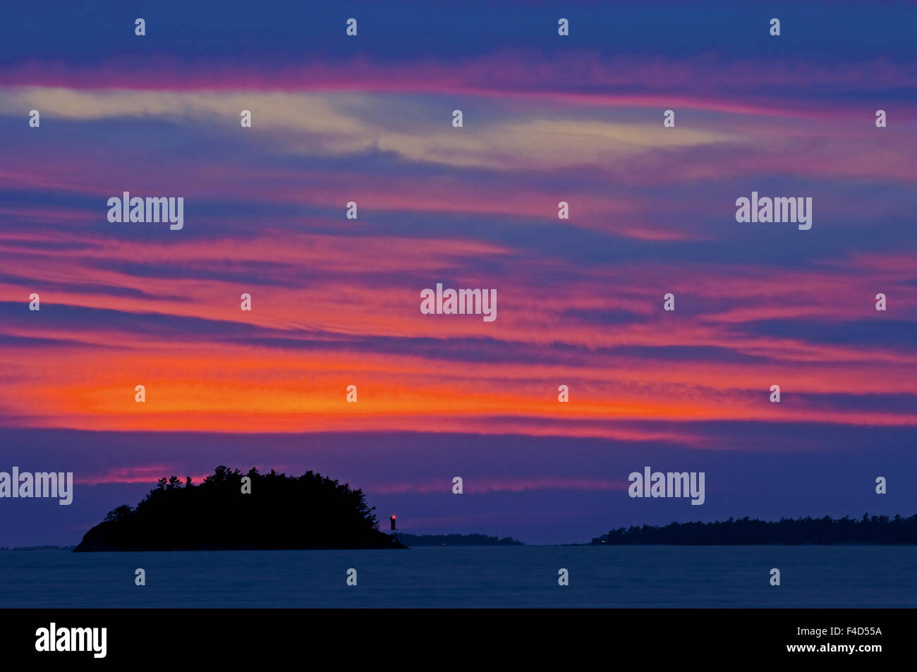 Killbear Sunset Canada, Ontario, Killbear Provincial Park. Sunset and lighthouse on ...