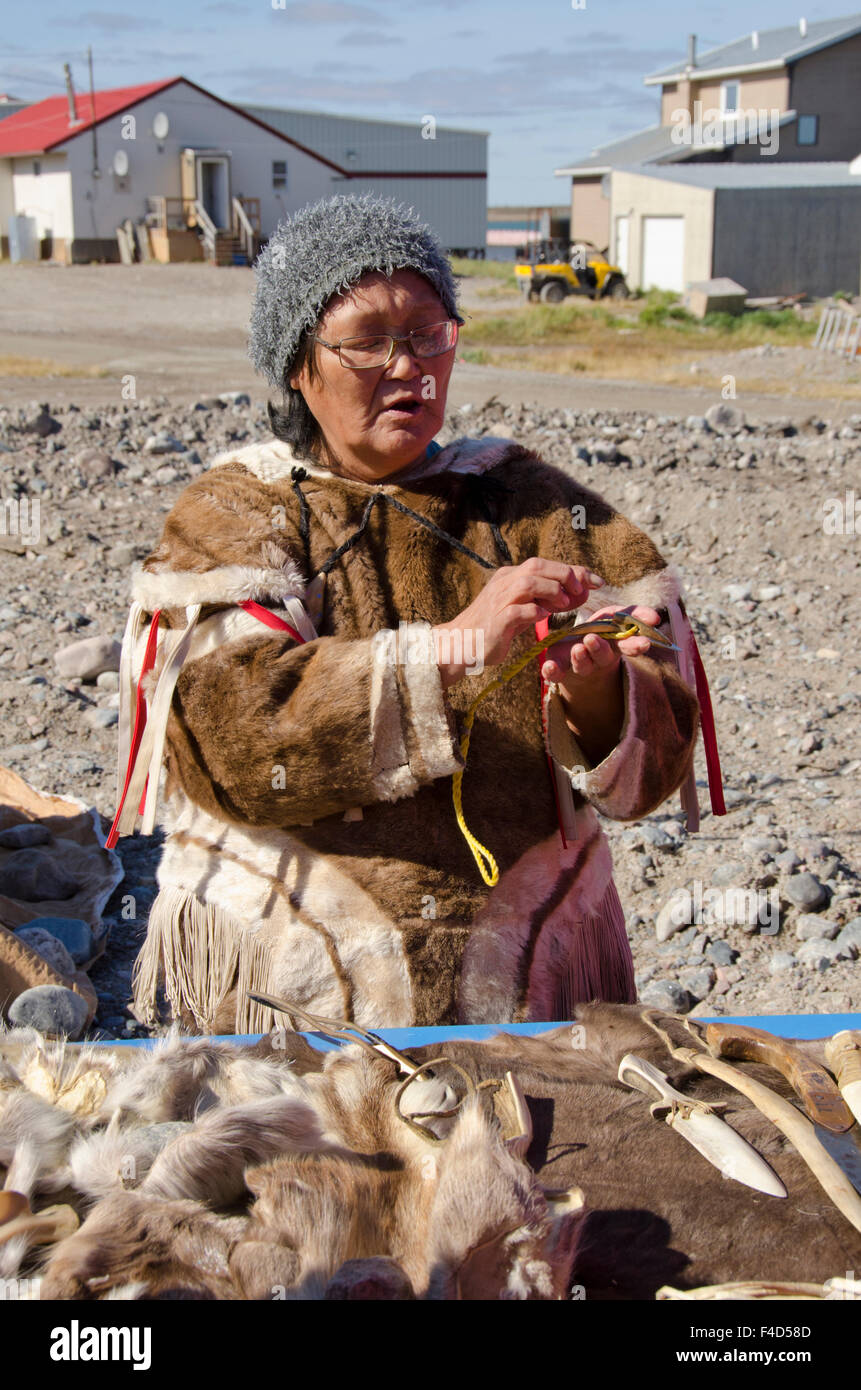 Canada, Nunavut, Hudson Bay, Kivalliq, Arviat. Inuit woman in ...