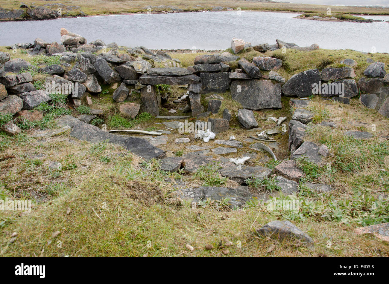 Canada, Nunavut, Cape Dorset. Mallikjuag Territorial Park, archaeological site of the Thule