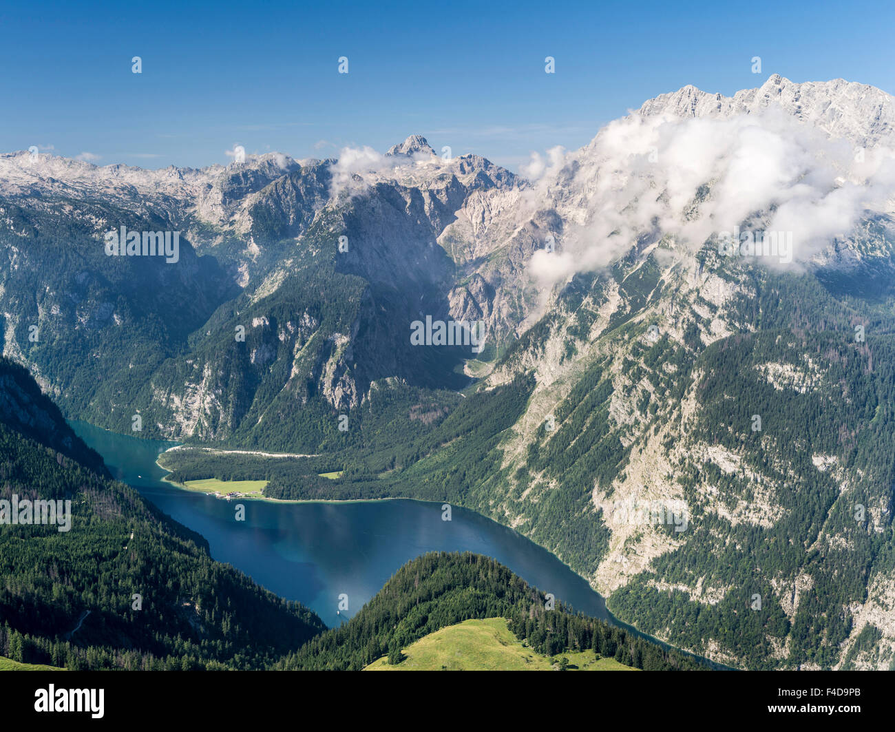 Berchtesgaden Alps, view from Mt. Jenner towards lake Koenigsee and Mt ...