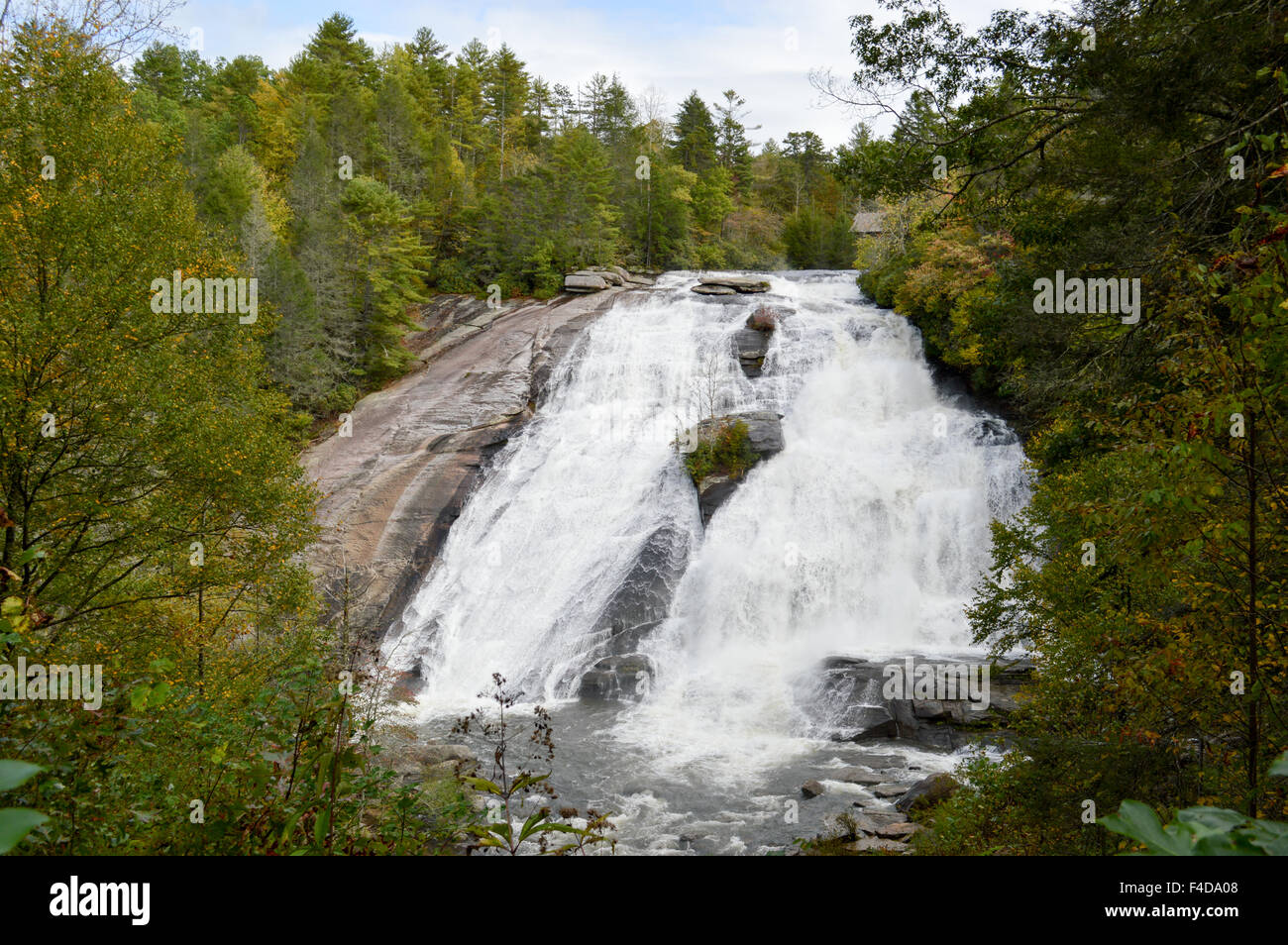 This is the High Falls located in the Dupont State Forest, near Brevard, North Carolina. Stock Photo