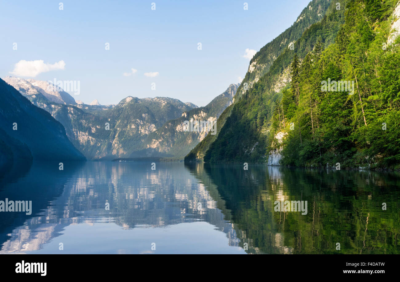 Boat excursion on lake Koenigssee in the Nationalpark Berchtesgaden ...