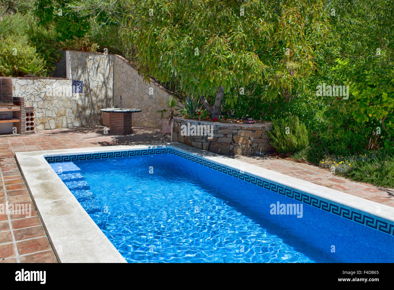 Swimming pool in Andalucian style villa in Competa, Malaga province, Spain Stock Photo