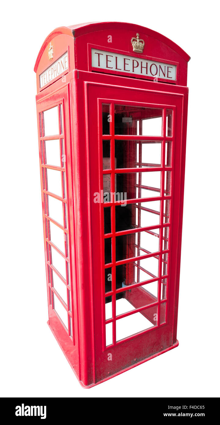 british red telephone box isolated on white background Stock Photo Alamy