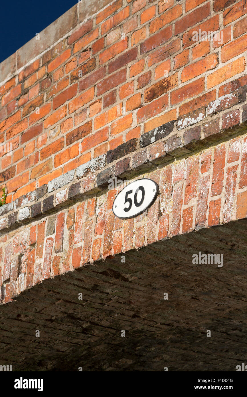 UK, Tardebigge, bridge no 50 at the Tardebigge lock flight on the Birmingham to Worcester canal. Stock Photo