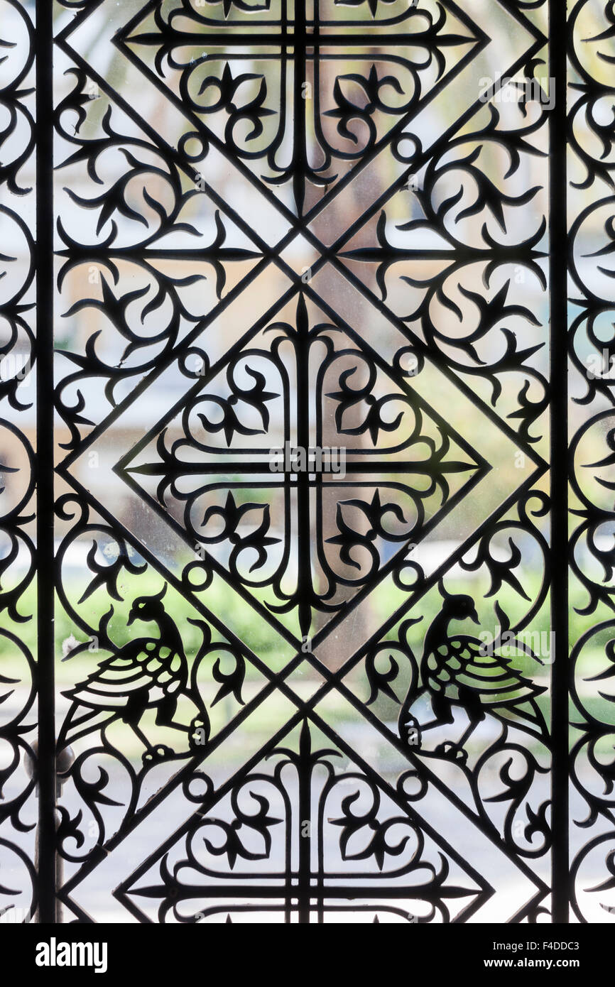 Greece, Peloponnese, Patra, Agios Andreas church, window latticework Stock Photo