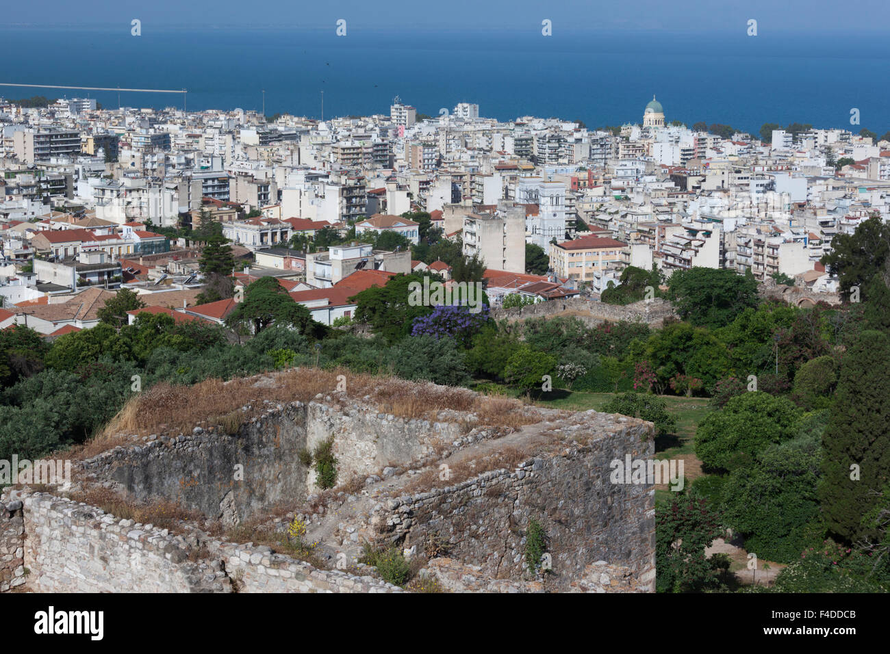 Greece, Peloponnese, Patra, elevated city view from Patra Castle Stock Photo
