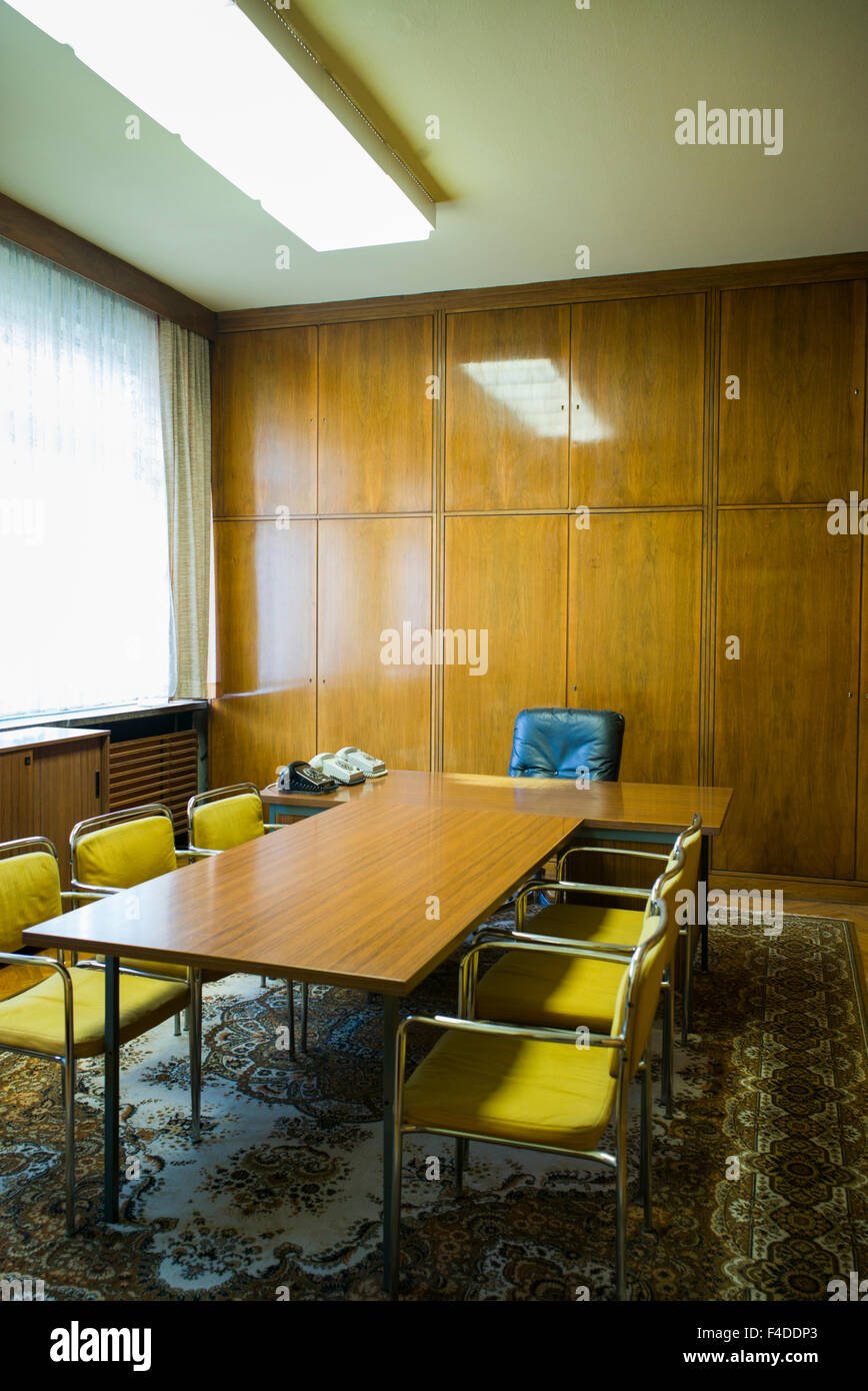 Germany, Berlin, Stasi Museum, DDR-era secret police museum in former secret police headquarters, conference room Stock Photo
