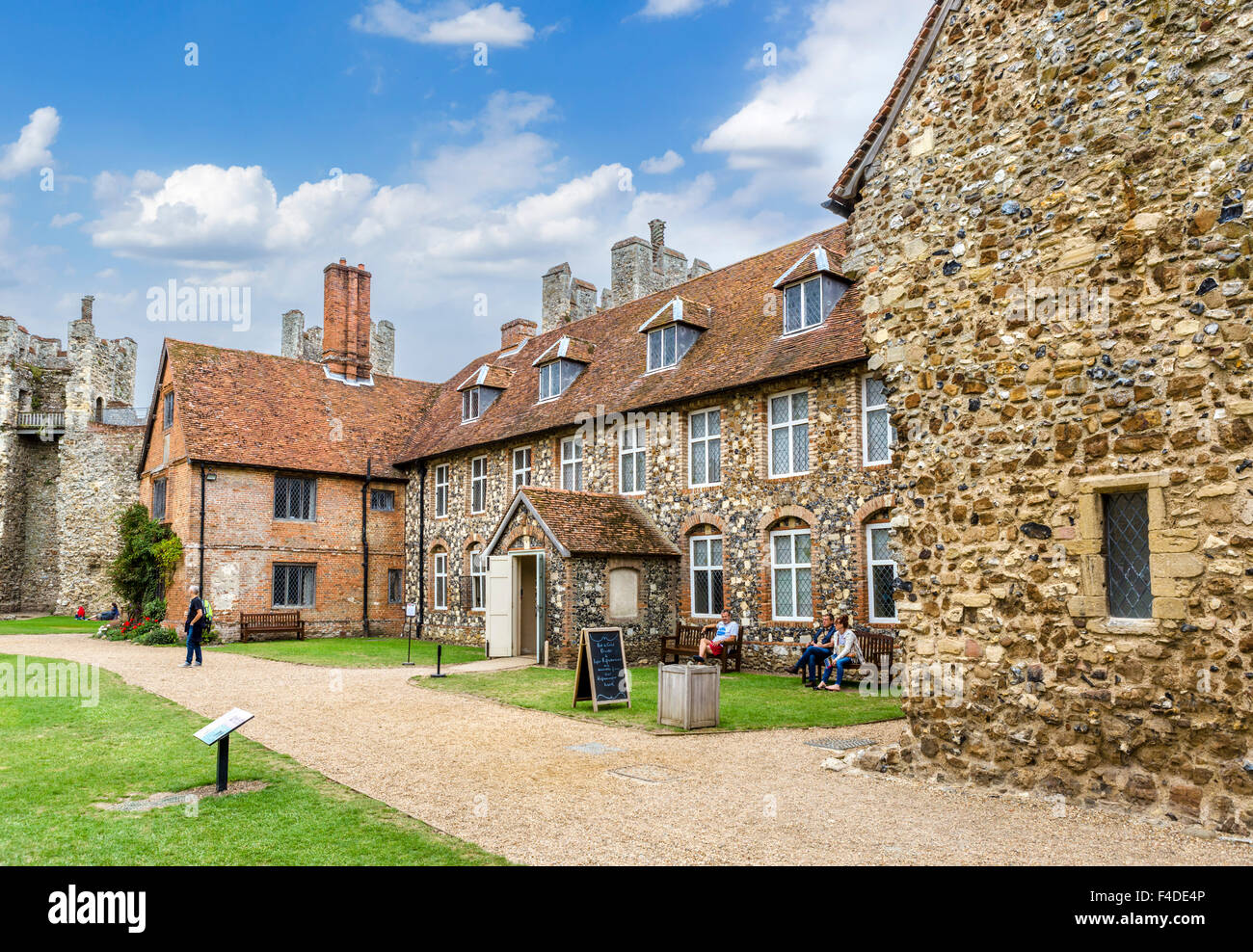 The Inner Ward looking towards the Poorhouse and Lanman Museum, Framlingham Castle, Suffolk, England, UK Stock Photo