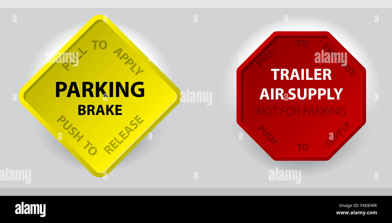 Push pull truck parking brake knob and trailer air supply knob Stock