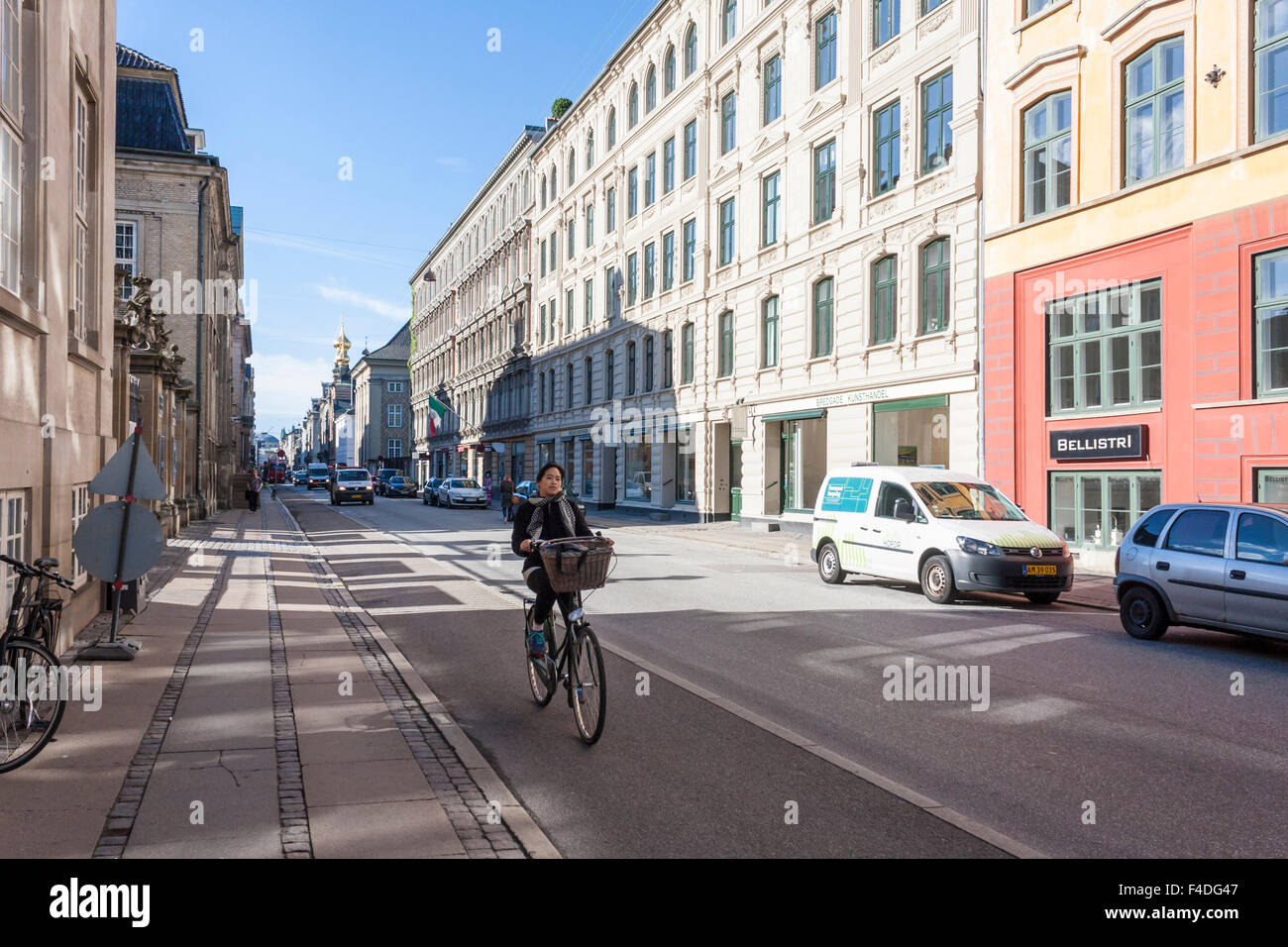 Cycle Path, Bredgade, Copenhagen, Denmark, Europe. Stock Photo