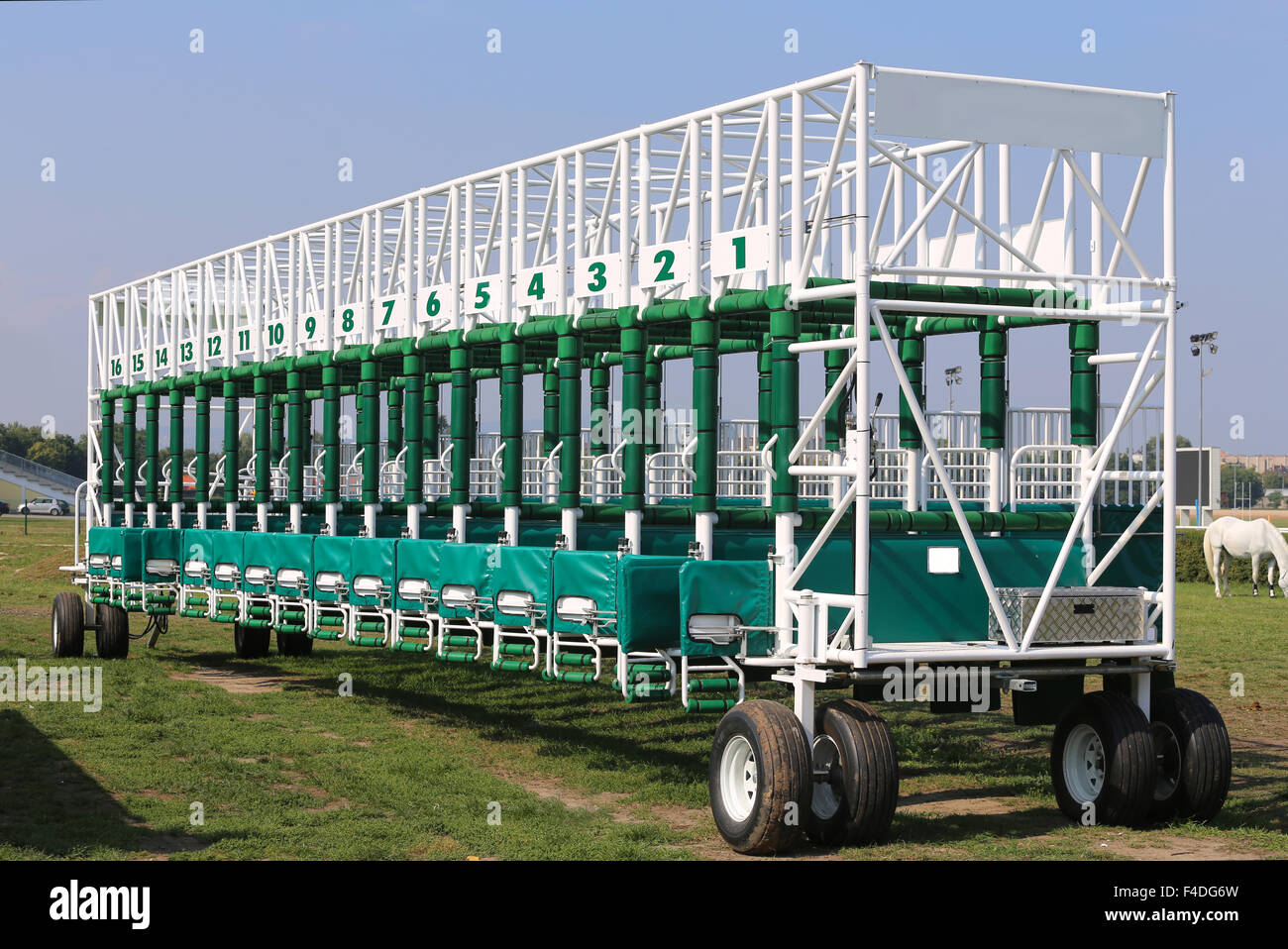 Horse Track With Starting Gates At A Race Track Summertime Stock Photo Alamy