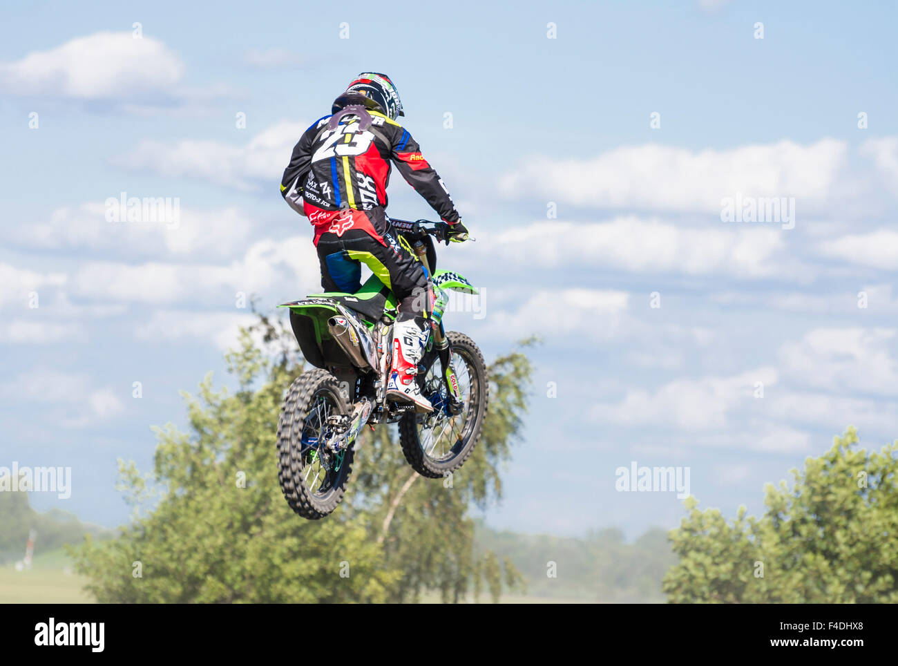 MUNICH, GERMANY - AUGUST 17: Unknown rider participates at the training of the Motorsport Club Freisinger Baer in Munich Stock Photo