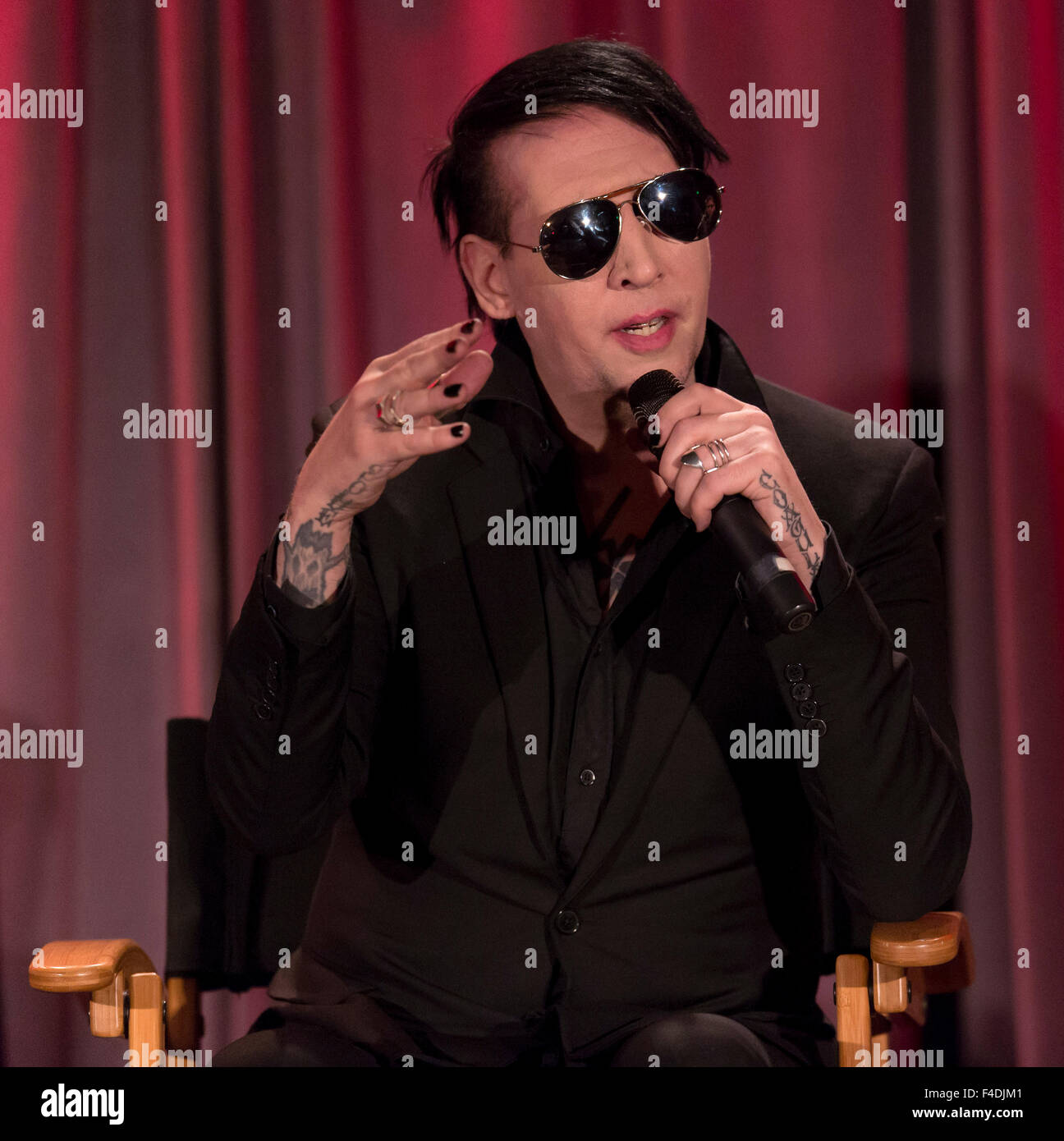 Los Angeles, California, USA. 15th Oct, 2015. MARILYN MANSON discusses ...