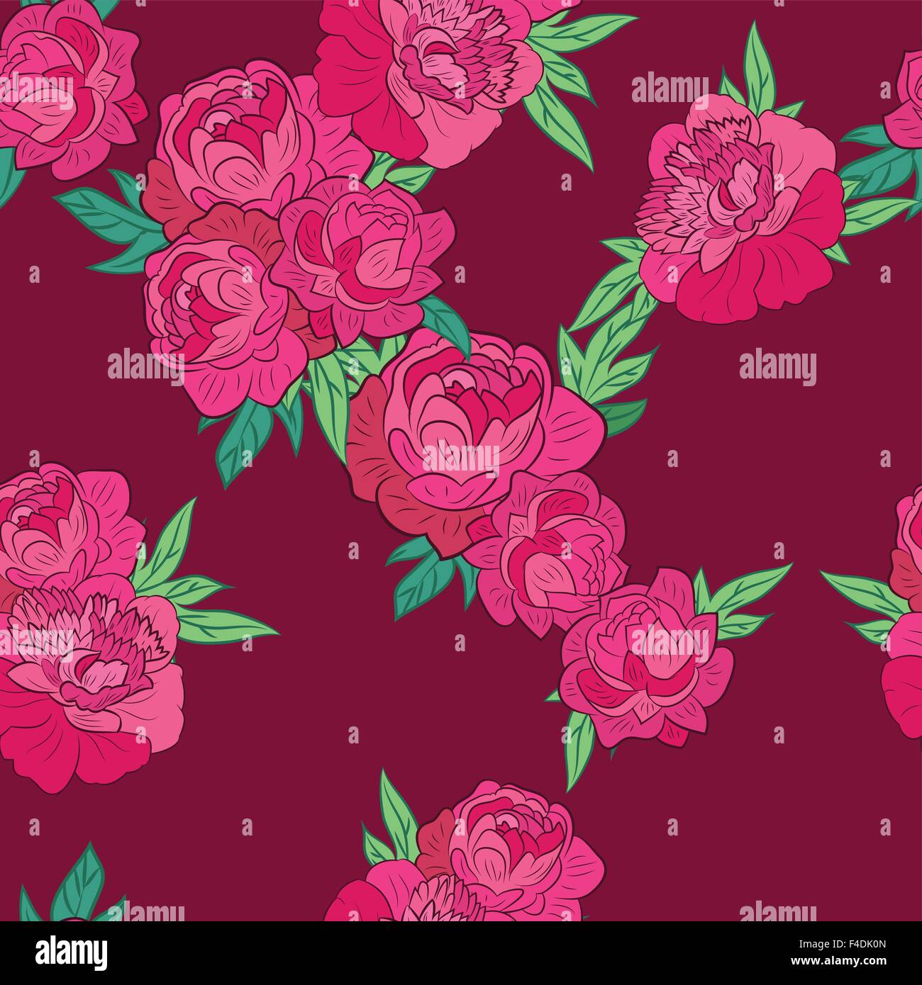 Seamless pattern with pink peonies Stock Vector Image & Art - Alamy