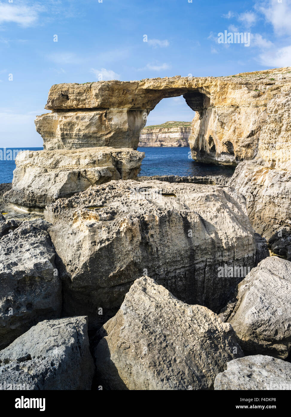 The island of Gozo in the Maltese archipelago. Azure Window, an iconic ...
