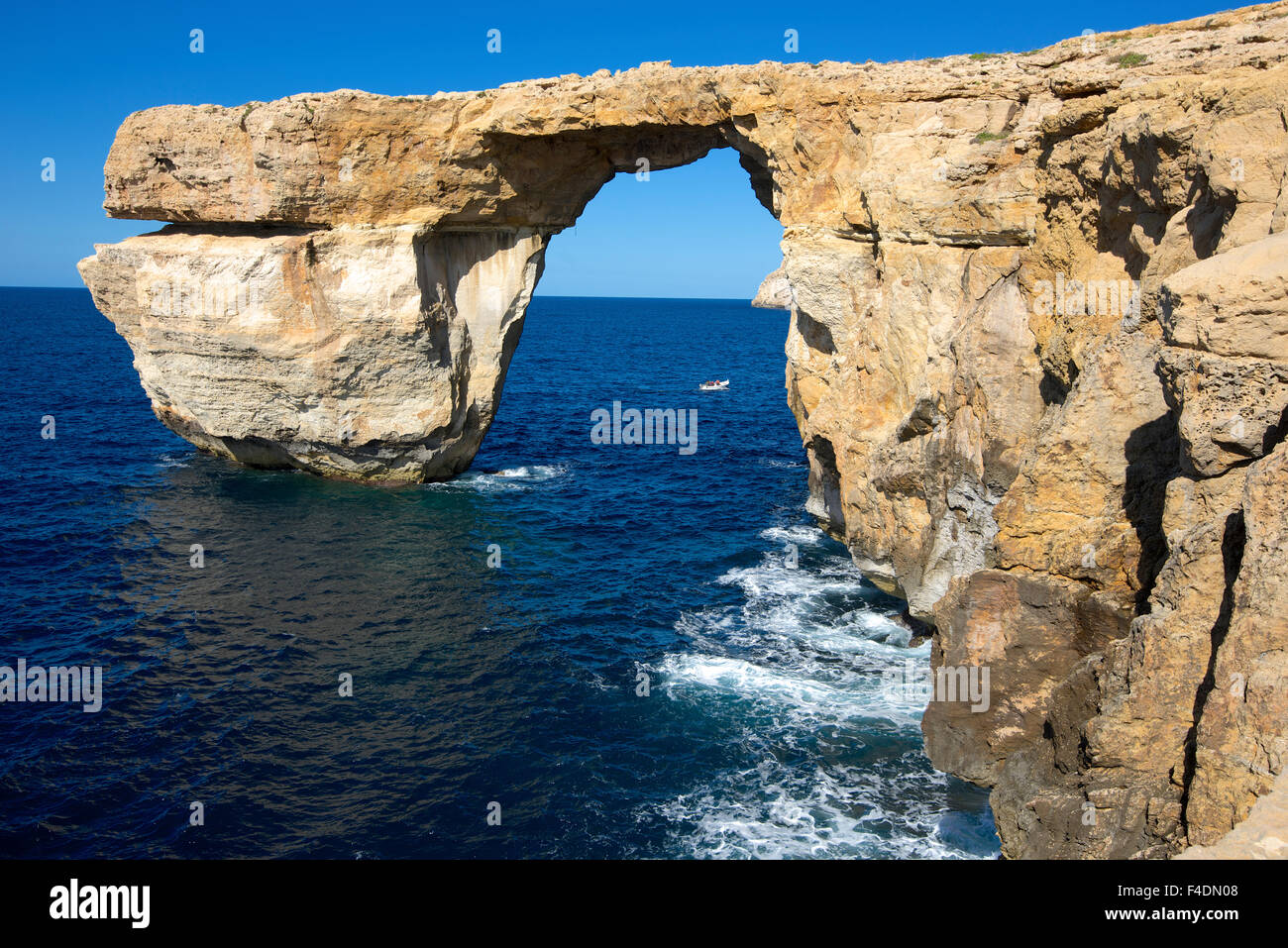 The Zerka, or Azure Window, at Dwejra Park on Gozo, Malta, is a stunning arch formed by