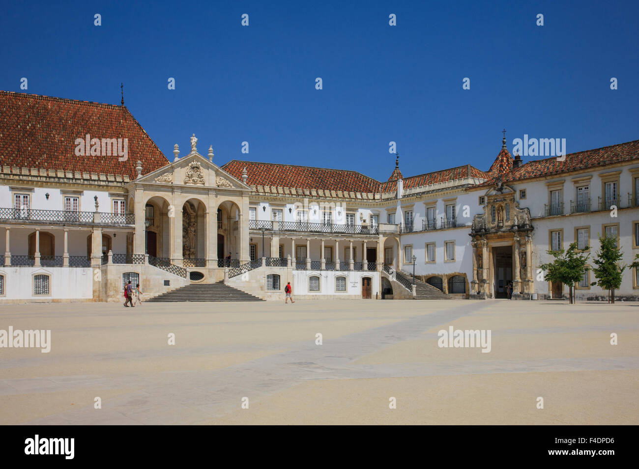 Courtyard of the one of the oldest universities in Portugal, in Coimbra, which houses the Joanina Library. Stock Photo