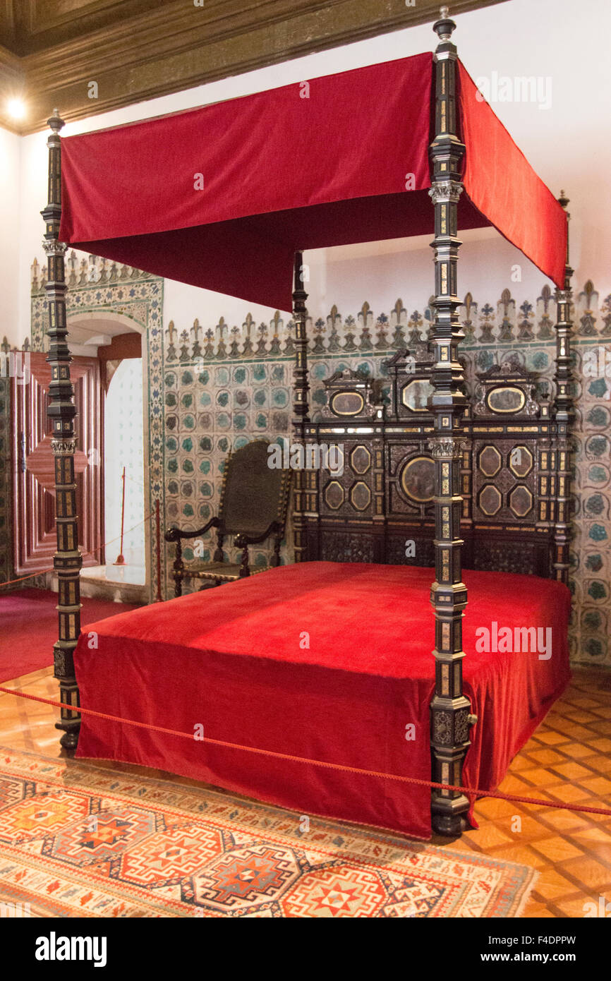 Bedroom in the Sintra National Palace Stock Photo