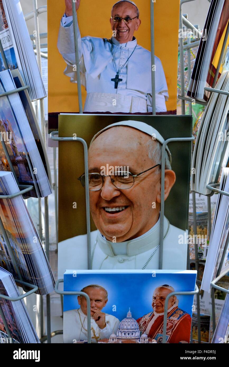 Pope Francis in a postcard rack in Rome Italy Stock Photo - Alamy