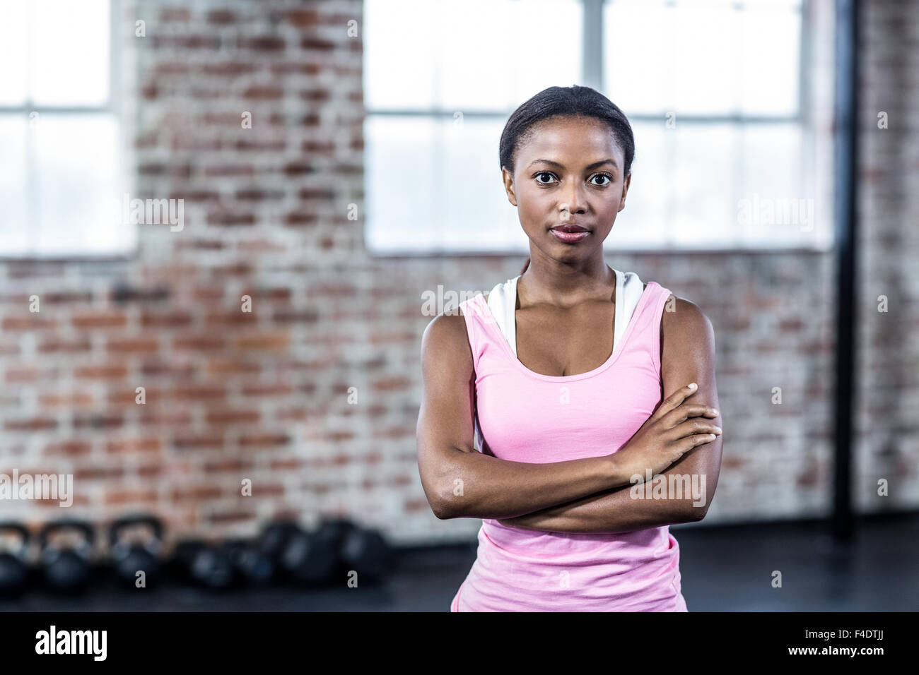 Portrait of serious muscular woman looking at camera Stock Photo