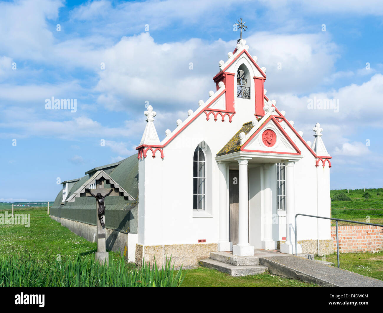 Italian Chapel on Lamb Holm, built by POWs during World War II. Orkney Islands, Scotland. (Large format sizes available) Stock Photo