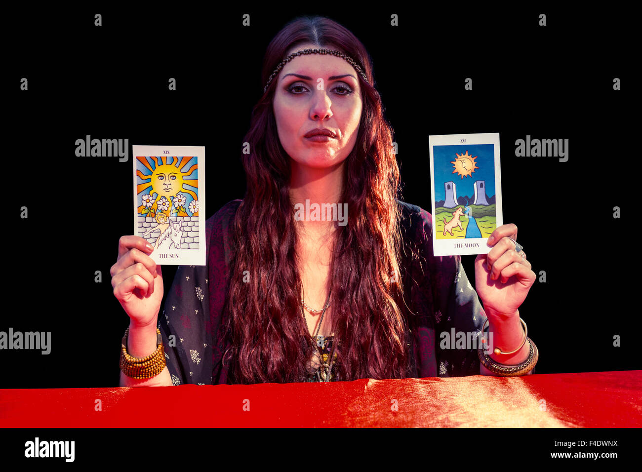 Portrait of serious fortune teller woman Stock Photo