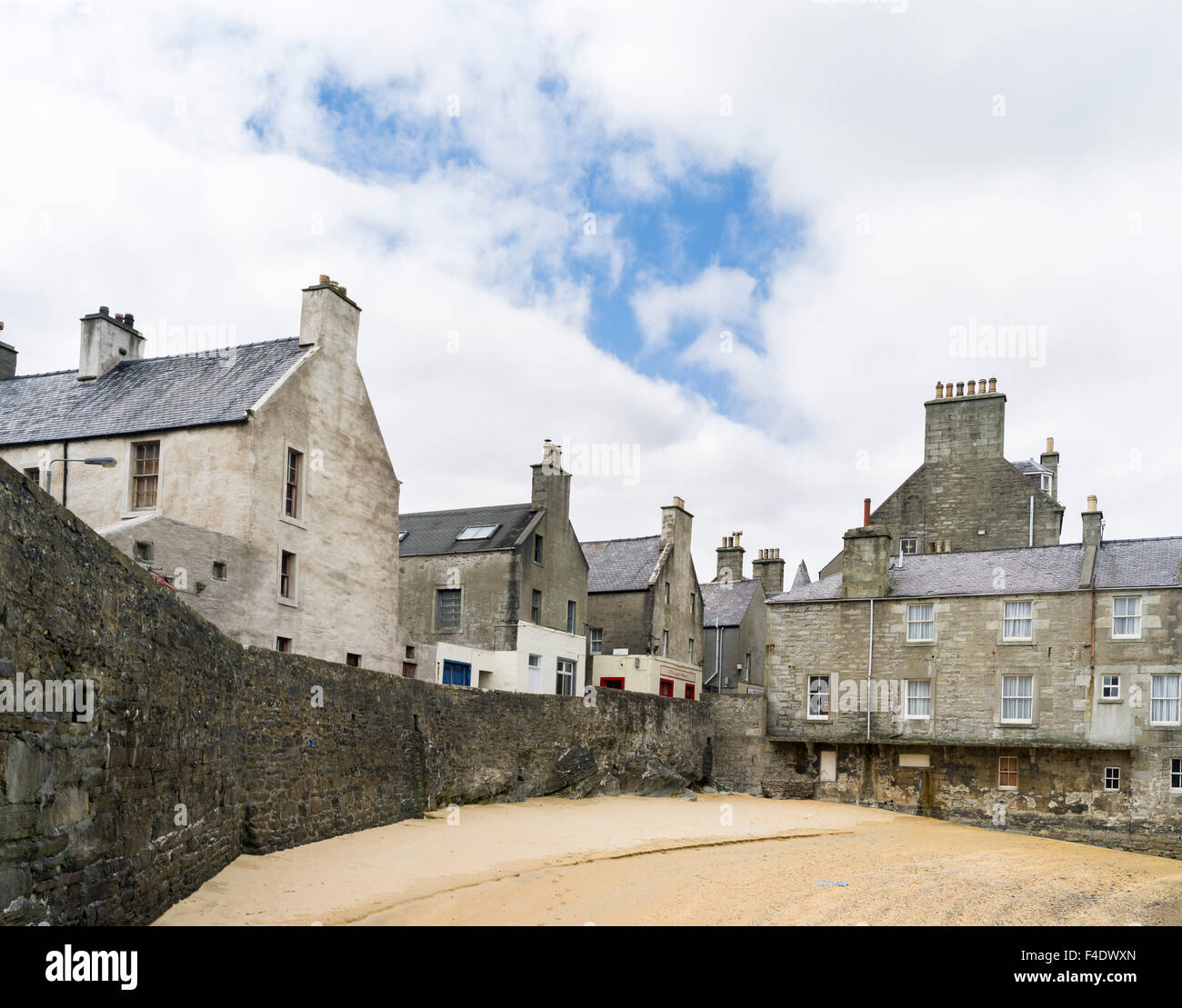 Lerwick, capital of the Shetland Islands in Scotland. Old trade houses