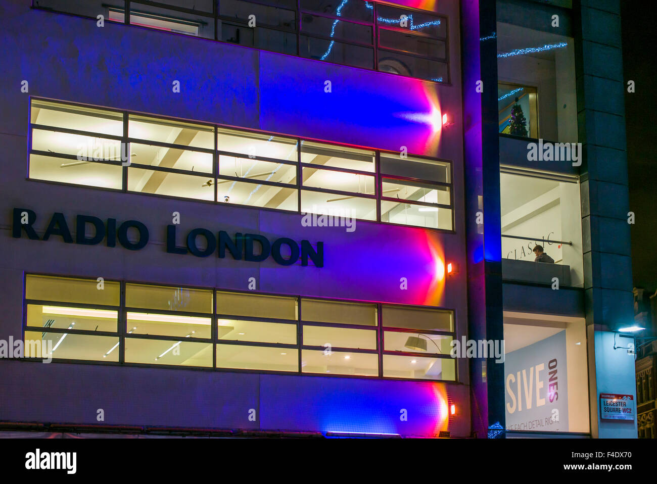 England, London, Soho, Leicester Square, Radio London Building, evening