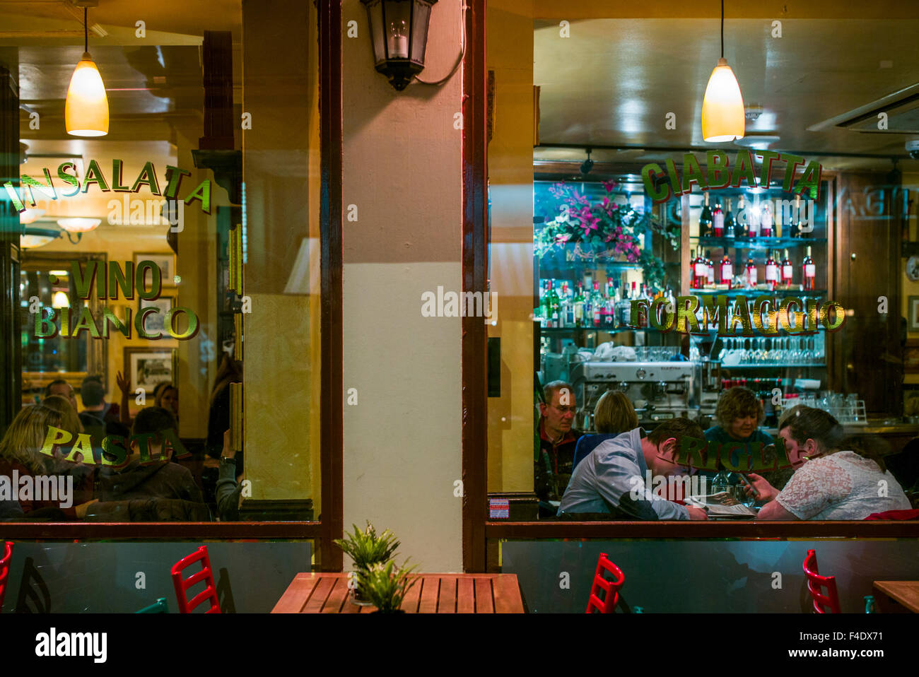 England, London, Soho, Leicester Square, Italian Cafe exterior Stock Photo