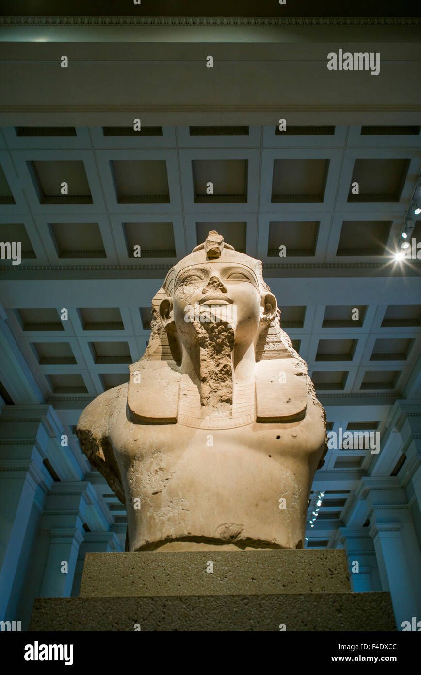 England, London, Bloomsbury, British Museum, Egyptian Room, partial statue of King Amenhotep III, 1370 BC Stock Photo