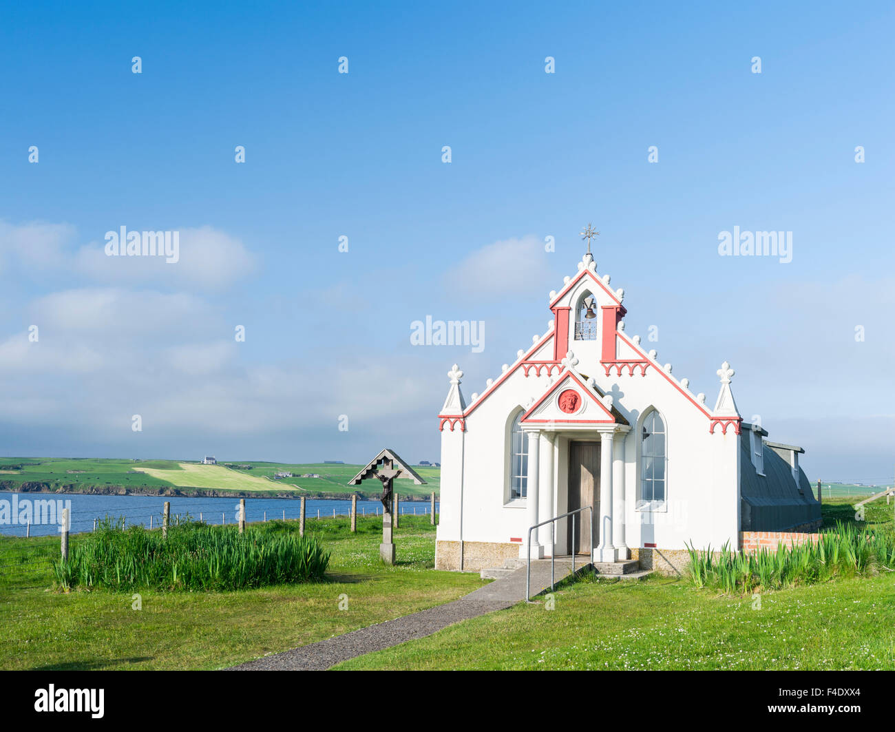 Italian Chapel on Lamb Holm, built by POWs during World War II. Orkney Islands, Scotland. (Large format sizes available) Stock Photo