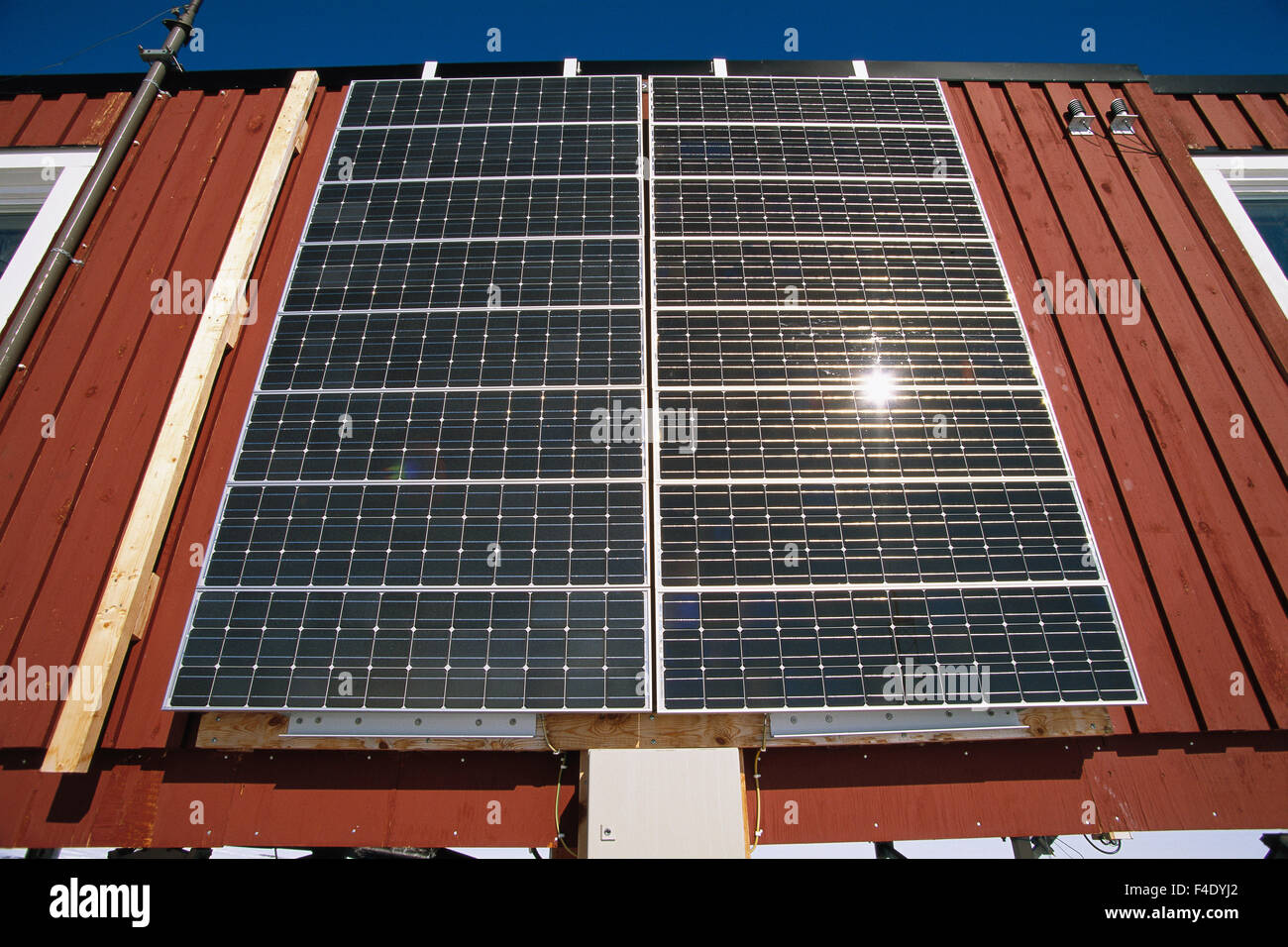 Solar cells on Wasa, a resaerch station, Queen Maud Land, Antarctica. Stock Photo